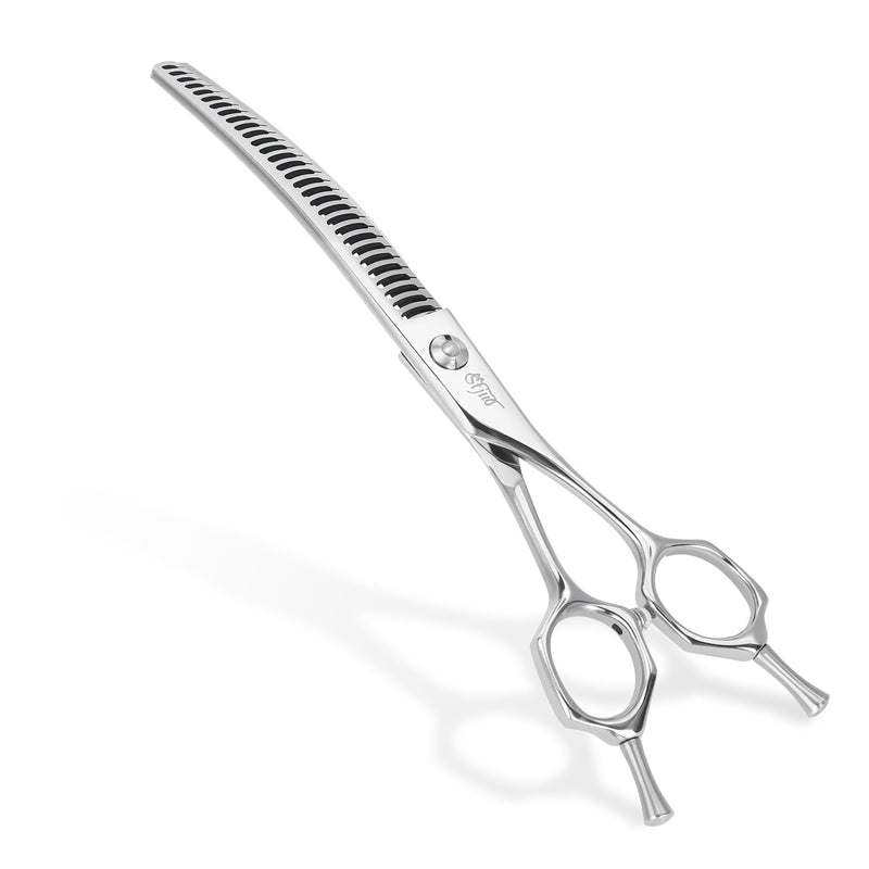 Professional Dog Grooming Scissors, Japanese 440C Stainless Steel, 62 HRC Hardness (Curved Chunker, 7'') Curved Chunker 7'' - PawsPlanet Australia