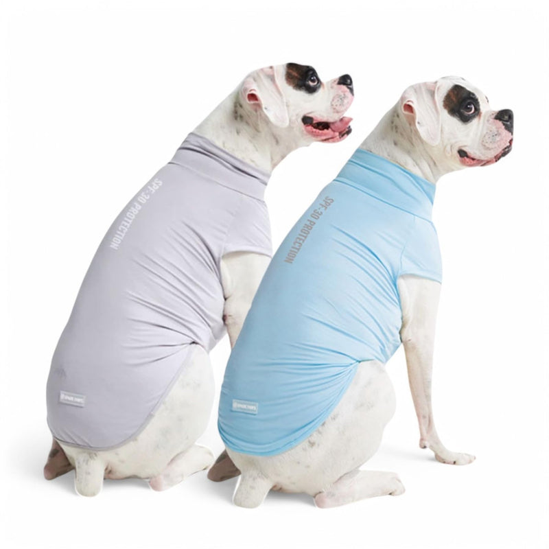 Spark Paws Sunblock Dog T-Shirt, SPF30 Protection, Lightweight Breathable Quick Dry for Dogs with Sensitive Skin - Blue & Grey (Set of 2) - 3XL 3XL: 60-80lbs - PawsPlanet Australia