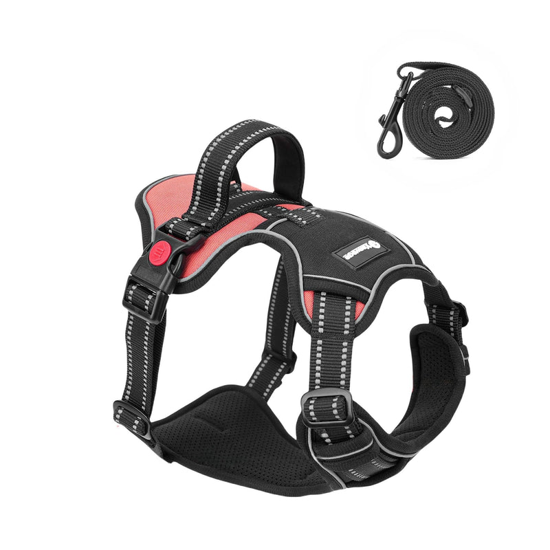 Dog Harness with Leash, Heavy Duty No-Pull Tactical Vest Reflective Harness with Control Handle for Small Medium Dogs - PawsPlanet Australia