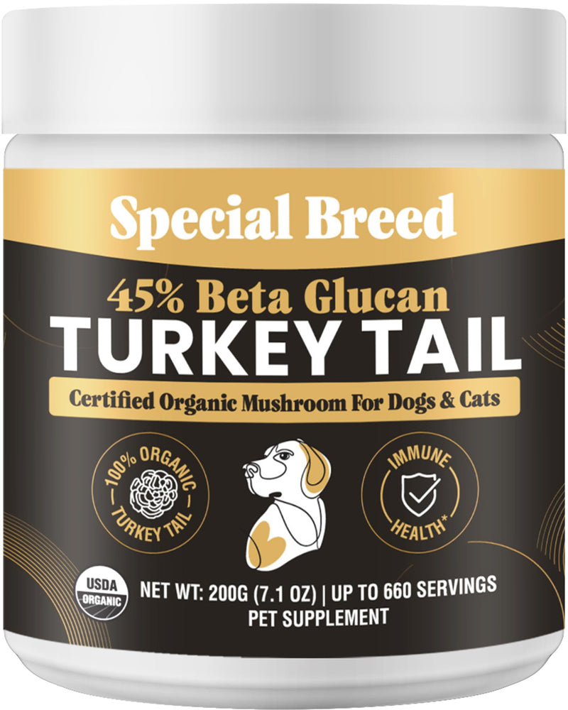 Organic Turkey Tail Mushroom for Dogs and Cats, 45% Beta Glucan Standardized, Hot Water Extracted Whole Fruiting Body, Third Party Tested, Immune and Gut Support, No Fillers, Made in USA, 660 ct 7.1oz