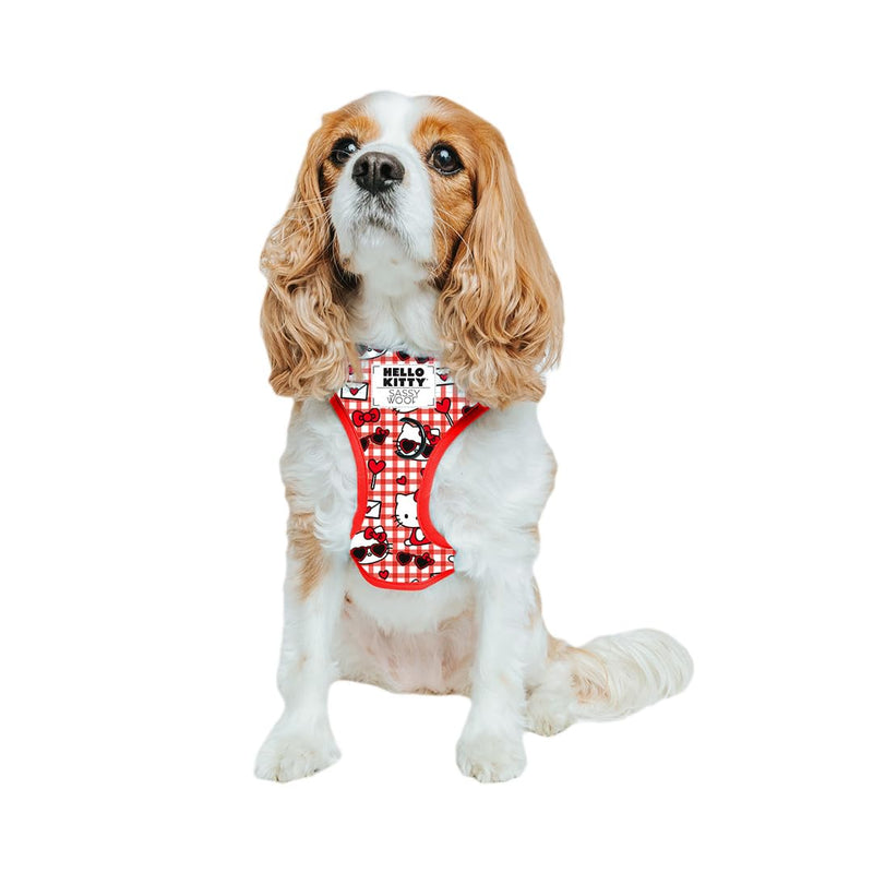 Sassy Woof Dog Adjustable Harness - Hello Kitty® Red Classic - S, Breathable Mesh, No Pull Design with Two D-Rings, Patented Design, Perfect for Small Dogs