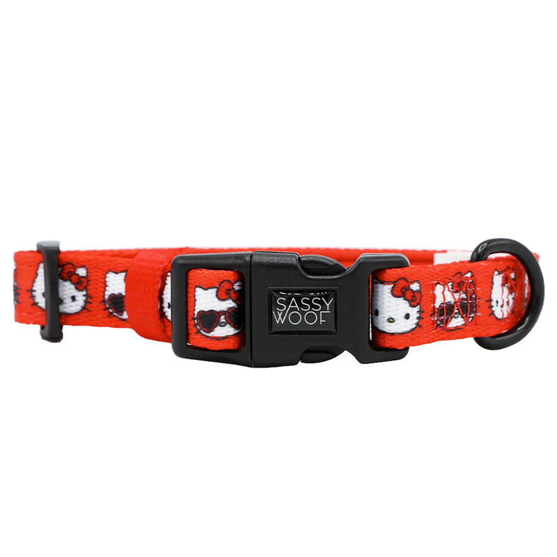 Sassy Woof Dog Collar Hello Kitty® Red Classic - S, Adjustable, Durable, Comfortable, Patented Design and Stylish Pet Accessories for Small Dogs - PawsPlanet Australia