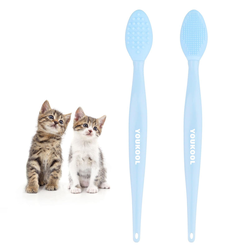 2PCS Pet Black Seed Brush for Cat Chin Acne & Blackhead Removal | Silicone Double-sided Grooming Brush for Acne Treatment | Acne Removing Tool|Cat Grooming Essentials,Blue Blue - PawsPlanet Australia