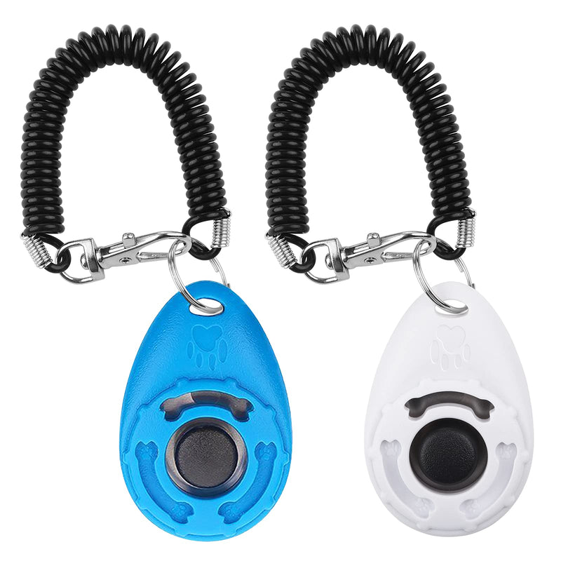 Dog Clicker for Training, 2 Pack Dog Training Clicker, Clicker Dog Training with Wrist Strap, Pet Training Clicker, Perfect for Dog Cat Puppies Behavioral Training (Blue and White) Blue and White - PawsPlanet Australia