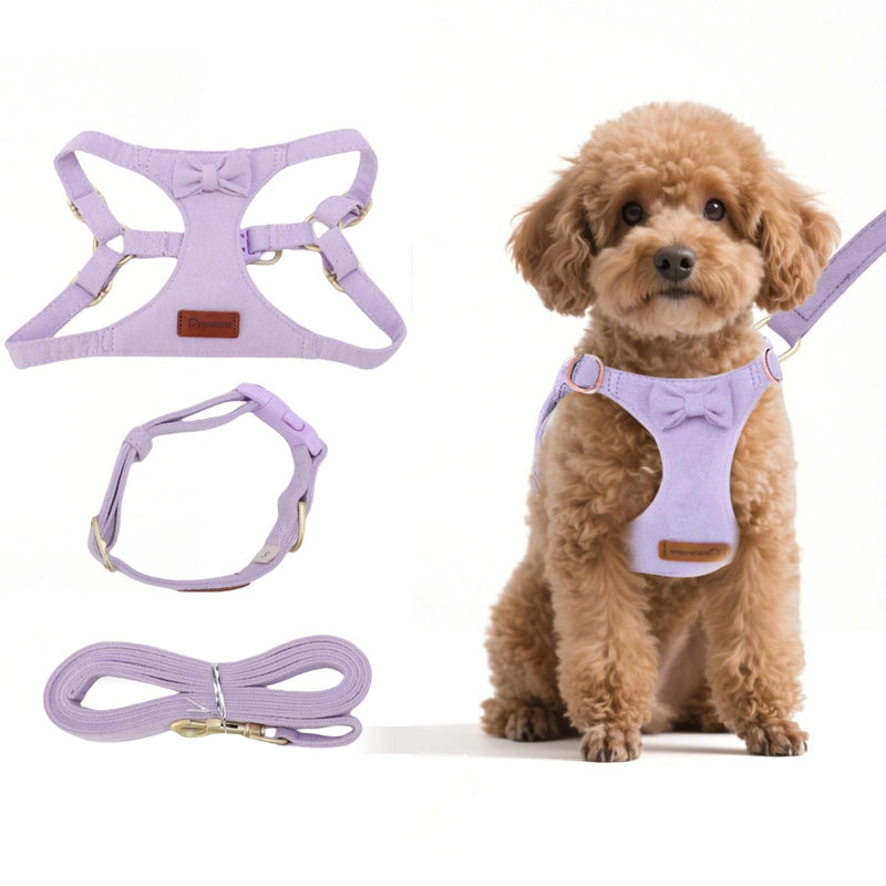 Small Dog Harness and Leash Set, Adjustable Puppy Harness for Small Dogs, No Pull Puppy Leash and Harness,Pet Harness with 1.5m Leash, Puppy Carrier Sling for Small Dogs, Cats Purple S - PawsPlanet Australia