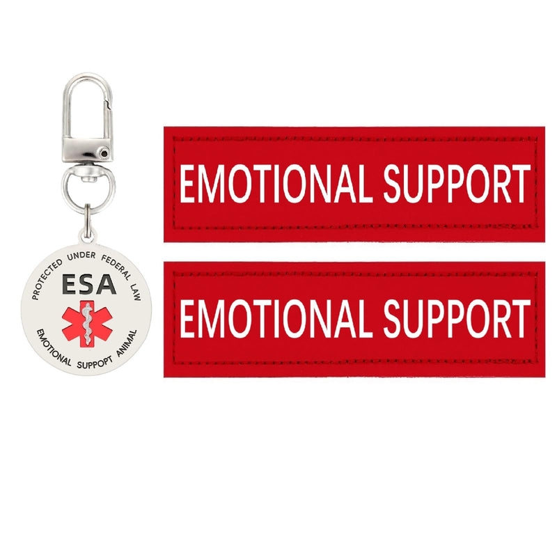 Emotional Support Dog Patches 2 pcs, ESA ID Tag Easily Attach to Dog Collar, Harness (Red Large) Red Esa (Patch & Tag) - PawsPlanet Australia