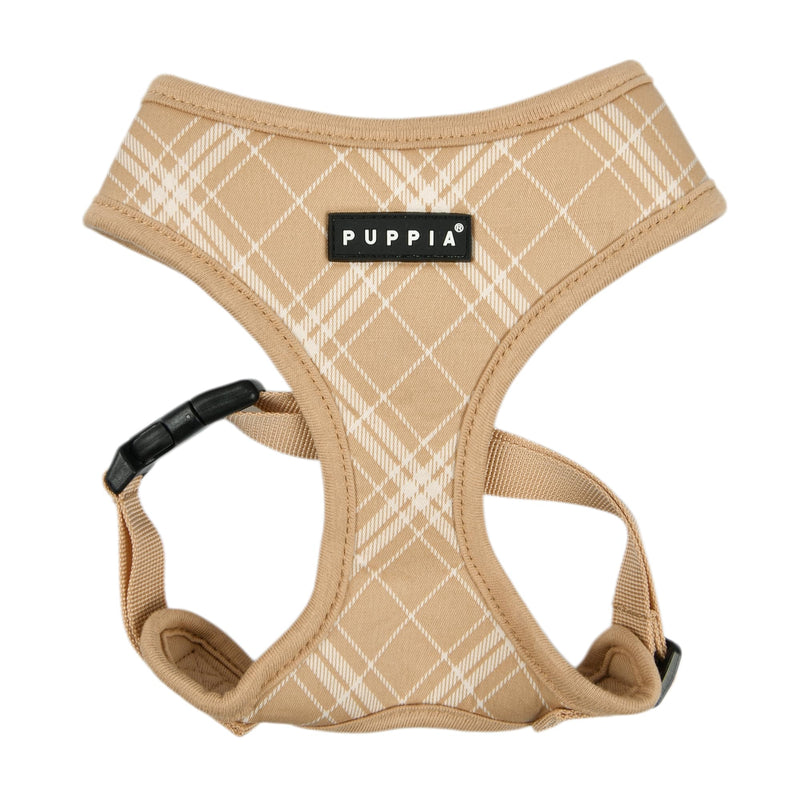 Puppia Corwin Dog Harness A (Over-The-Head) Fashionable Checkered Pattern Spring Summer Harness for Small and Medium Dogs, Beige, X-Large Beige_Cowin - PawsPlanet Australia