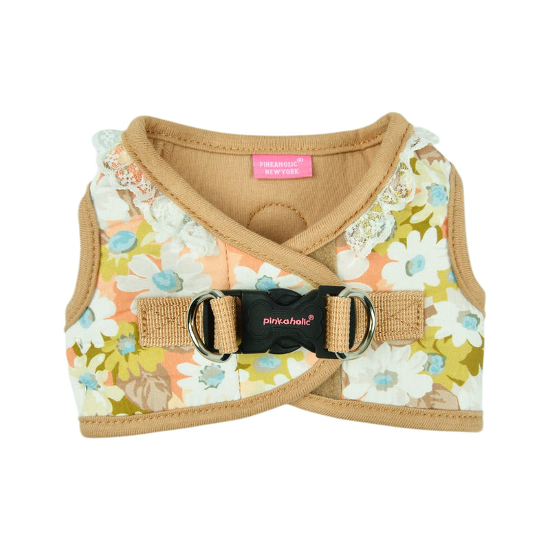 Pinkaholic New York Lilibeth Dog Vest Harness (Step-in) Flower Pattern Fashionable Cute Spring Summer Harness for Small Dogs, Beige, Medium Beige_Lilibeth - PawsPlanet Australia