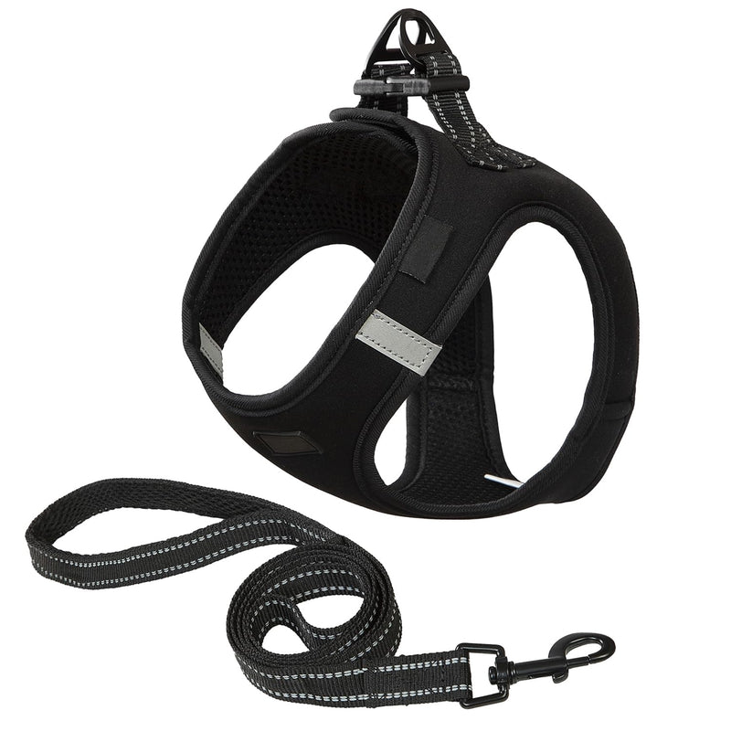 No Pull Dog Harness and Leash Set for Small Medium Sized Dogs, Puppy Harness for Walking Running Trainning, Reflective Strip Double D-Rings Pet Vest Black XS(Chest:12.2''-14.17'') - PawsPlanet Australia