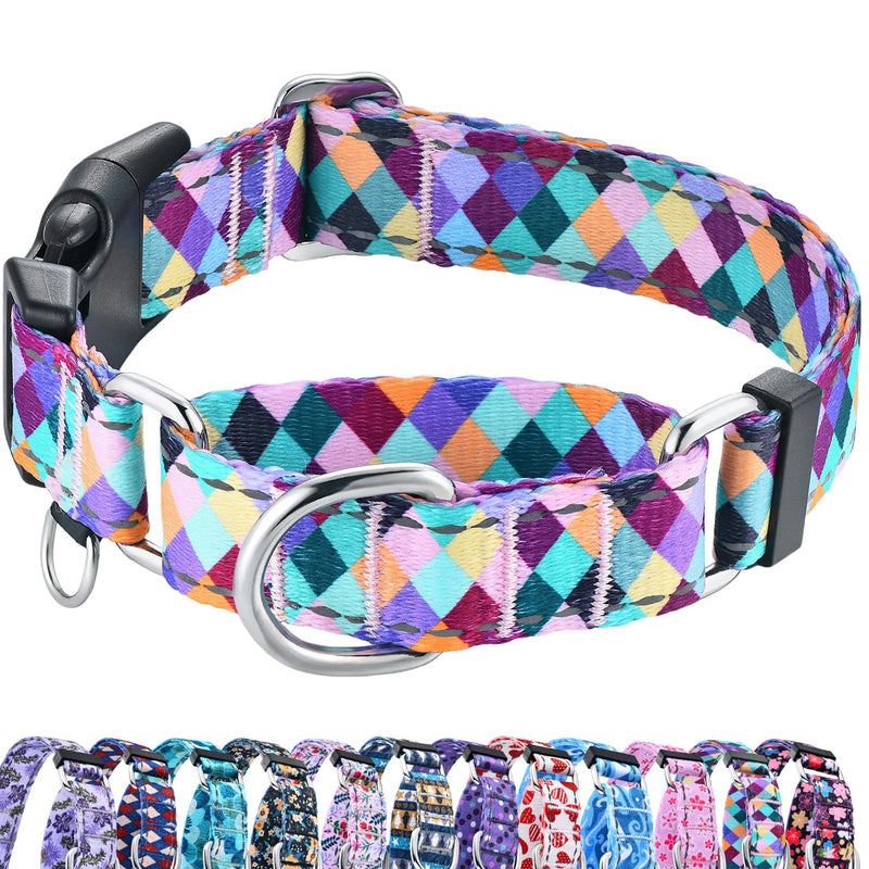 Reflective Martingale Collar for Dogs with Quick Release Buckle No Pull Training Dog Collars (Colorful Geometric, Medium) Colorful Geometric