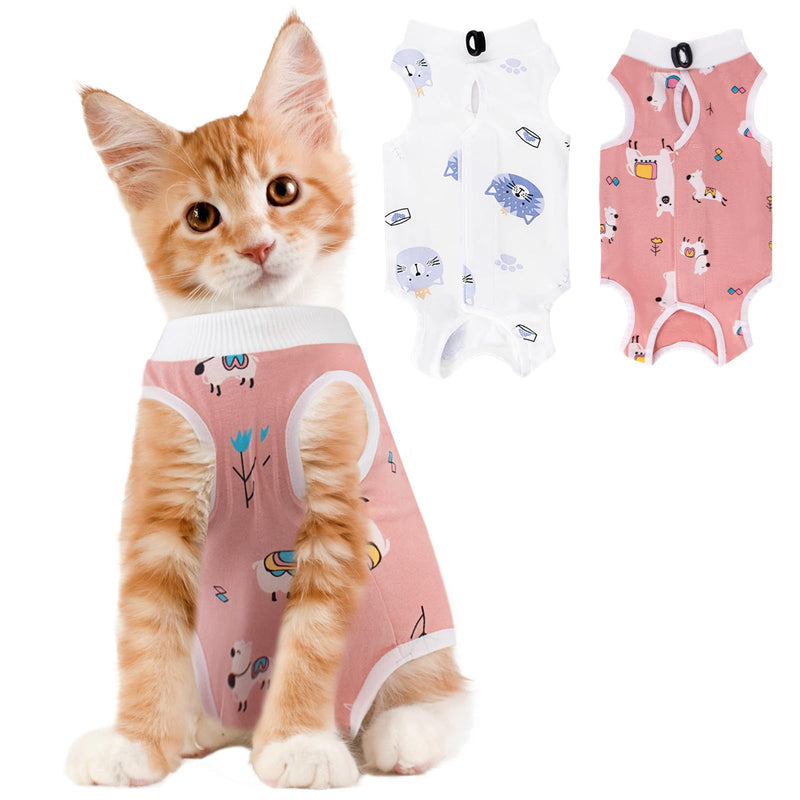 2PCS Cat Recovery Suit for Abdominal Wounds or Skin Diseases, Pink Alpaca & Blue Cat Cat Onesie for Cats After Surgery Female Kitten Recovery Suit, Breathable E-Collar Alternative - PawsPlanet Australia