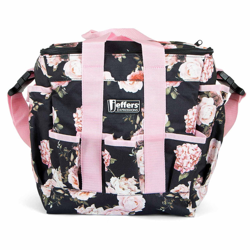 Jeffers Expression Deluxe Grooming Bag, Rose Garden – Zippered Top Organizer for Brushes, Spray, Hoof Picks, Tack & Accessories – Travel, Camping, Horse, Dog, Cat & Pet Grooming Tote - PawsPlanet Australia