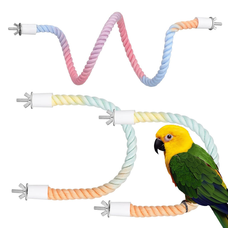 NOLITOY 3Pcs Bird Rope Perch Stand, Gradient Colorful Bendable Climbing Rope Swing Cage Accessory Toy for Parrots Cockatiel Budgie - PawsPlanet Australia
