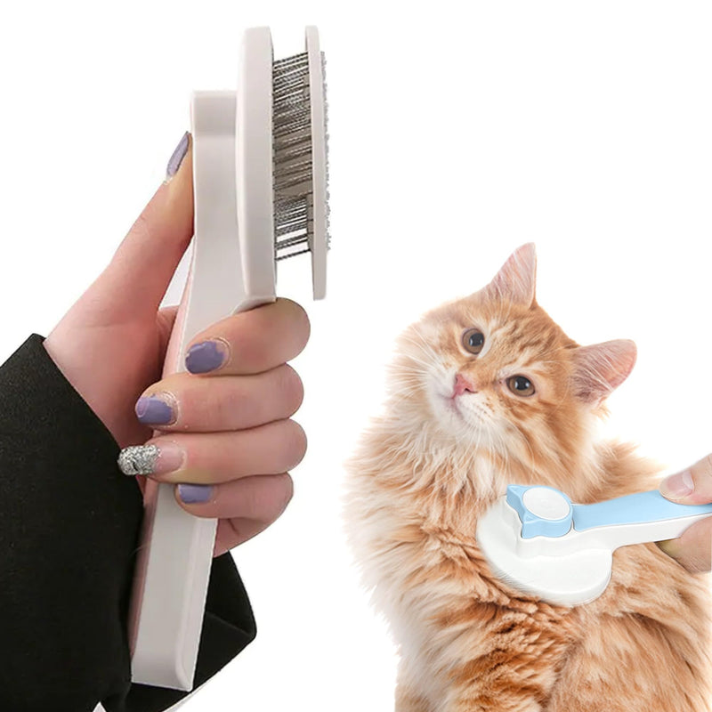 Cat Grooming Brush Slicker Brush for Pet Self Cleaning Hair Removal with Stainless Steel Needles Shedding & De-Matting Tool Hair Remover for Pet Dogs Cats (Blue) Blue - PawsPlanet Australia