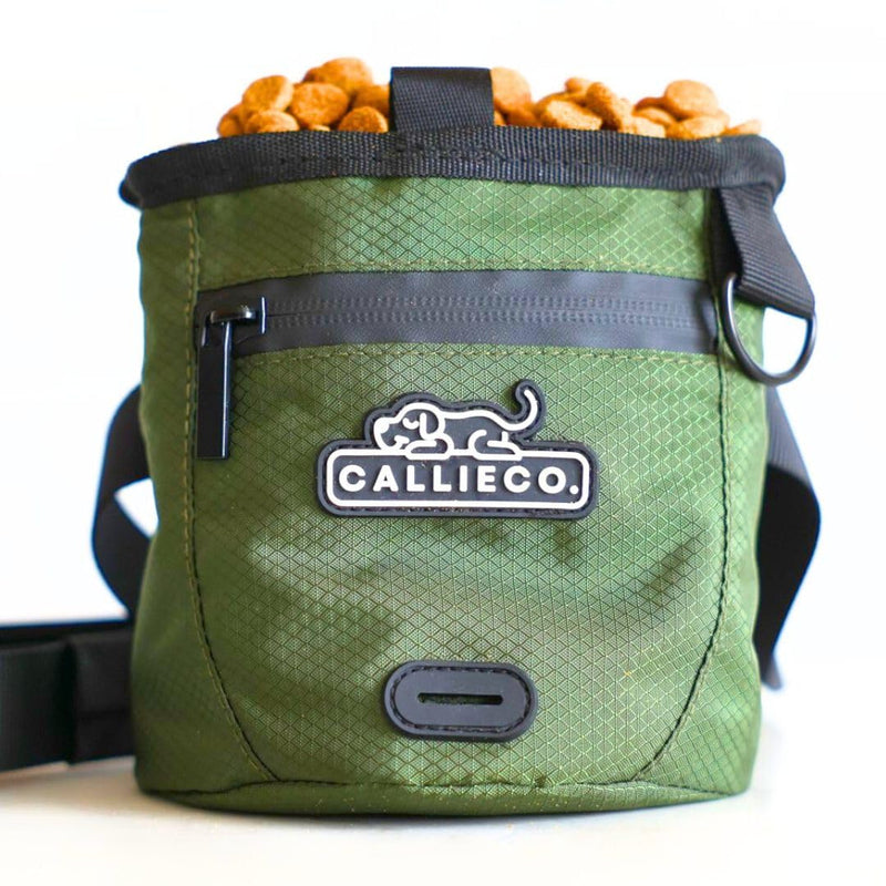 Callieco Mini Dog Treat Pouch with Magnetic & Zipper Closure | Small Waist Belt Training Behavior Aid Bag for Dog Walking with Poop Bag Dispenser (Green) Green - PawsPlanet Australia