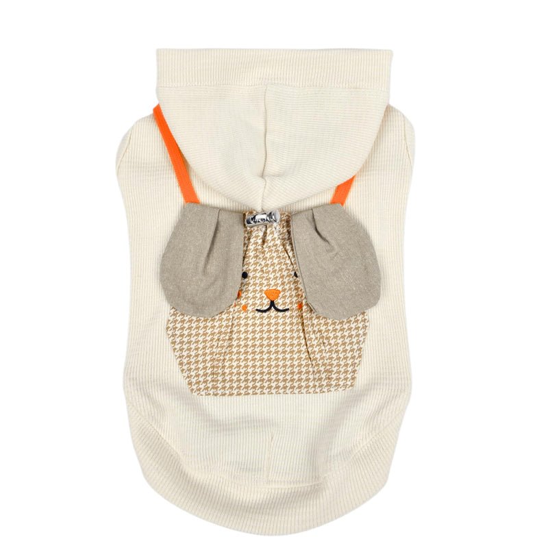 Puppia Lessie Dog Shirt Hooded Trendy Fashionable Cute Dog Apparel for Small and Medium Dogs, Ivory, Medium Ivory_Lessie - PawsPlanet Australia