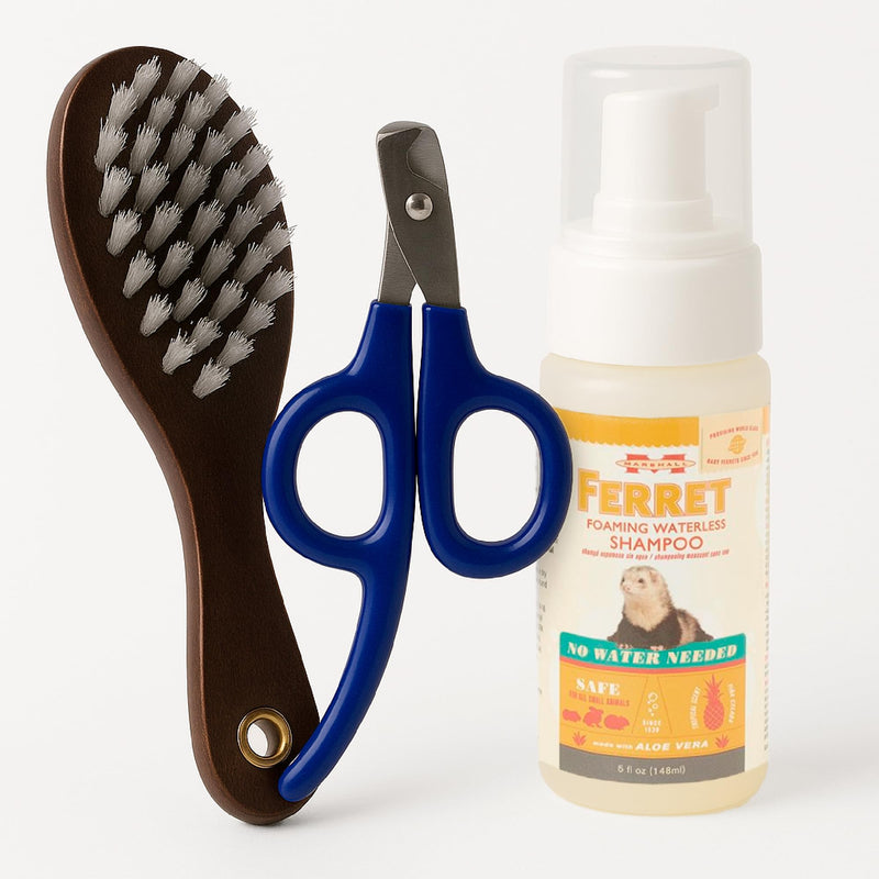 Marshall Ferret Grooming Bundle – Aloe Waterless Shampoo 5 oz, Nail Clippers, and Grooming Brush – Convenient Set for Freshness, Healthy Coat, and Nail Care - PawsPlanet Australia