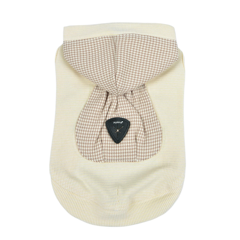 Puppia Xander Dog Shirt Hooded Trendy Fashionable Cute Dog Apparel for Small and Medium Dogs, Beige, Small Beige_Xander - PawsPlanet Australia