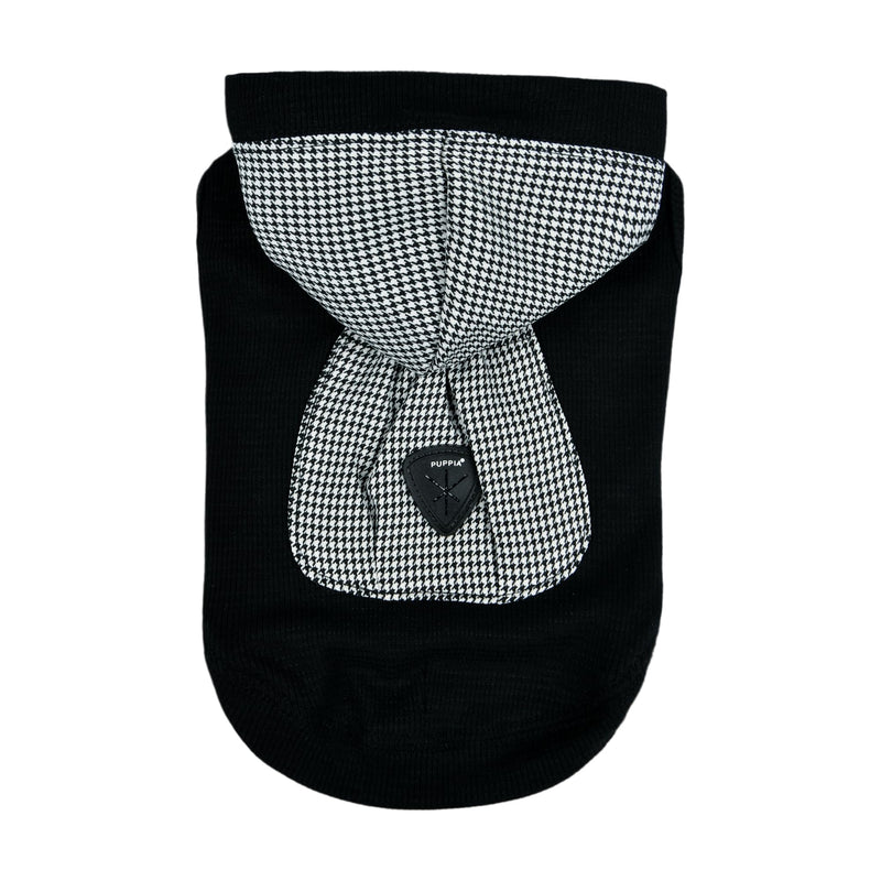 Puppia Xander Dog Shirt Hooded Trendy Fashionable Cute Dog Apparel for Small and Medium Dogs, Black, Small Black_Xander - PawsPlanet Australia
