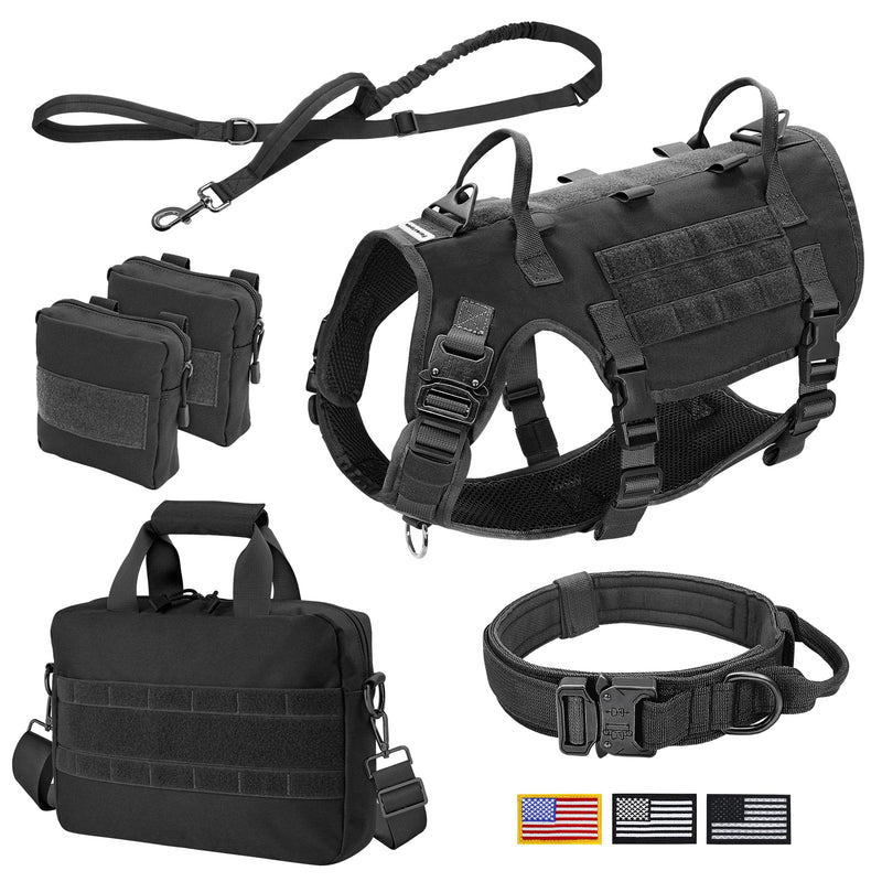 Forestpaw Tactical Dog Harness Collar Leash and Backpack Set,Dog Harness for Large Dogs,Large Capacity Storage Pouch with Shoulder Strap - PawsPlanet Australia