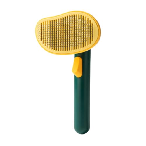 Dog Brush with Release Button, Mango Cat Brush for Long or Short Haired Cats Dogs Rabbits, Skin Friendly Deshedding Grooming Tool for Gently Removes Loose Fur Undercoat Green Mango - PawsPlanet Australia