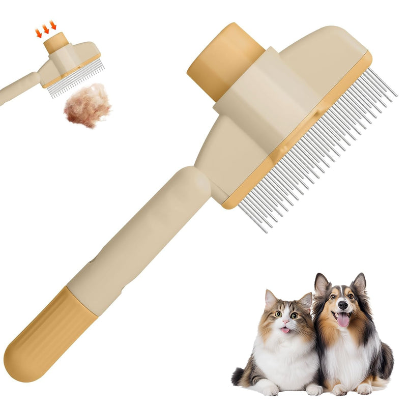 Flea Comb for Dogs and Cats with Release Button Fine Tooth - Dog Comb for Grooming Massaging and Cleaning - Pet Comb for Dogs and Cats, Comfort and safety (Yellow) Yellow - PawsPlanet Australia
