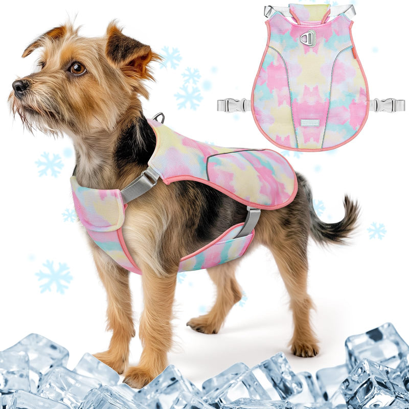 KYEESE Dog Cooling Vest Lightweight Jacket Pet Adjustable Straps Dog Cooling Shirt Cooling Vest for Dogs with D Ring UV Protection Reflective Stripe Pet T Shirt for Beach,Hiking,Walking,Pink,S Small (Pack of 1) Pink - PawsPlanet Australia