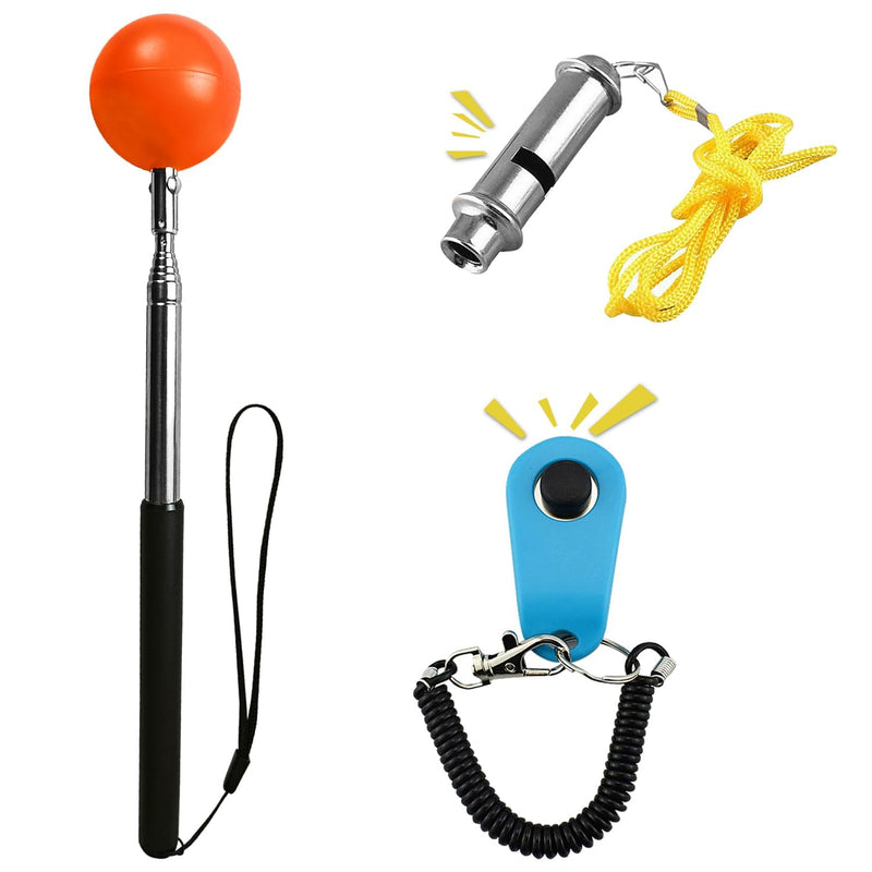 3Pack Set - Dog Clicker for Training, Retractable Target Stick, Whistle for Lure Course, Agility Equipment Tools for Dog Trainer, Cat Toilet Trainer Kit, Accessory for Pet Puppy Kitten Behavior Aids Clicker+Target Stick - PawsPlanet Australia