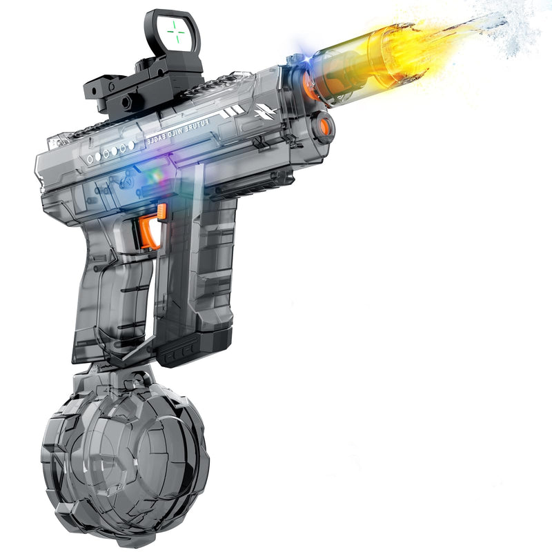 Electric Water Gun for Adults Kids Ages 4-8 8-12 with Muzzle Flash, Automatic Squirt Gun Water Pistol, up to 32 FT, Large Capacity 800CC, Summer Outdoor Beach Pool Party Toy Gift, Gray