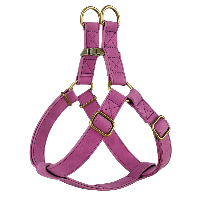 Didog Step in Dog Harness - PU Leather Dog Harness with Antique Bronze Metal Buckle, Easy Walk Dog Halter Harness for Medium Large Dogs Walking Training (Purple, M: Chest 20-29") M:Chest 20-29", Fit 25-45 lbs Purple - PawsPlanet Australia