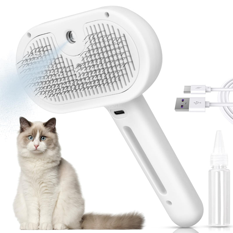 Cat Steam Brush 3 in 1 Pet Hair Grooming Brush with Steam and Release Button for Indoor Cats Pets Dogs Hair Removal Shedding M-1 - PawsPlanet Australia