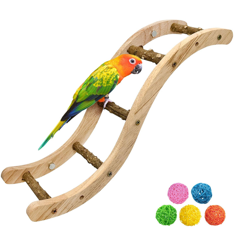 Hamiledyi Nature Wooden Bird Ladder Pet Parrots Climb Bridge Exercise Stands for Parakeet Climbing Chewing Bridge Bird Cage Accessories for Cockatiel Parakeet Lovebirds Budgie Style 3 - PawsPlanet Australia