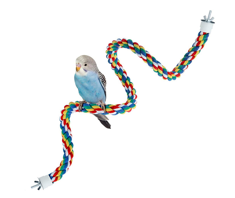 Bendable Fun Climbing Bird Cotton Rope Perch, Colorful Bungee Toy for Parrot, Bird Cage Accessories (31.5'' Metal Nut) - PawsPlanet Australia