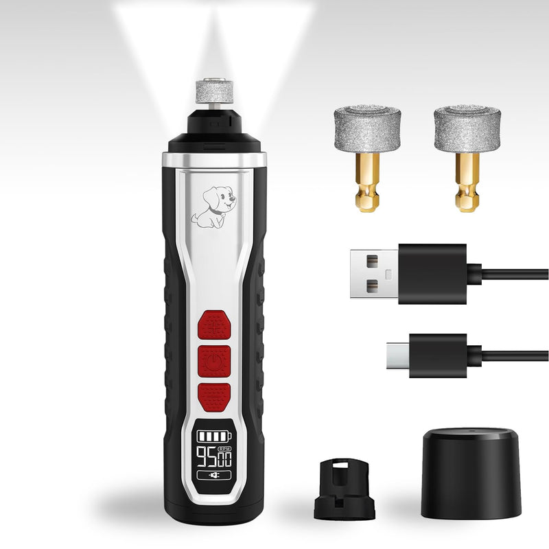 Dog Nail Grinder Upgraded, Professional 5-Speed Electric Rechargeable Pet Nail Trimmer Super Quiet Painless Paws Grooming & Smoothing for Small Medium Large Dogs & Cats - PawsPlanet Australia