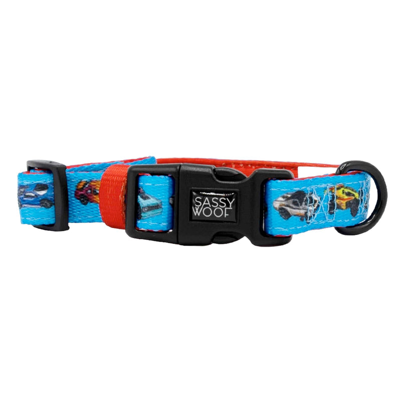 Sassy Woof Dog Collar Hot Wheels™ - S, Adjustable, Durable, Comfortable and Stylish Pet Accessories for Small Dogs - Officially Licensed - PawsPlanet Australia
