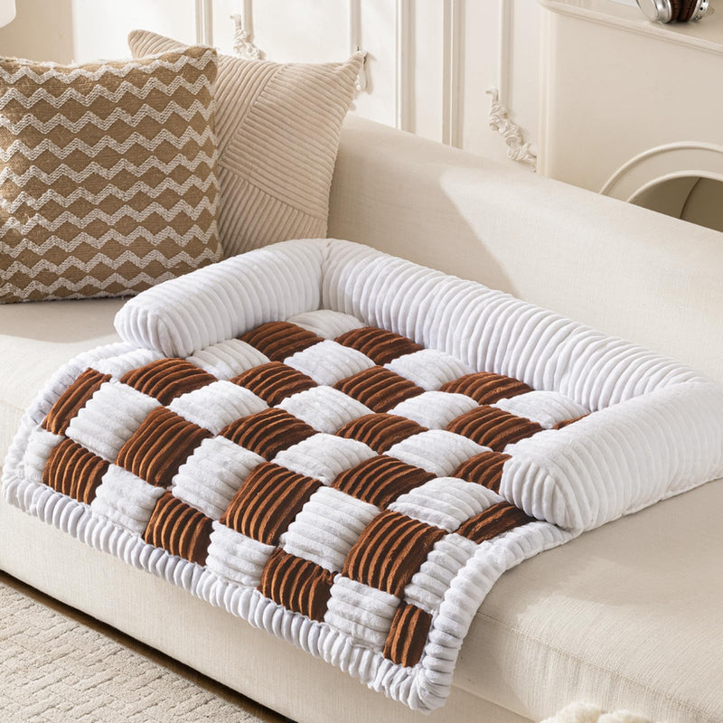 Dog Couch Bed, Thick Flannel Dog Couch Cover Protector, Washable Pet Couch Covers for Sofa, Non-Slip Couch Covers for Dogs, Pet Bed Mat for Couch (Brown, M-33.45 x 30.71 inch) Brown - PawsPlanet Australia