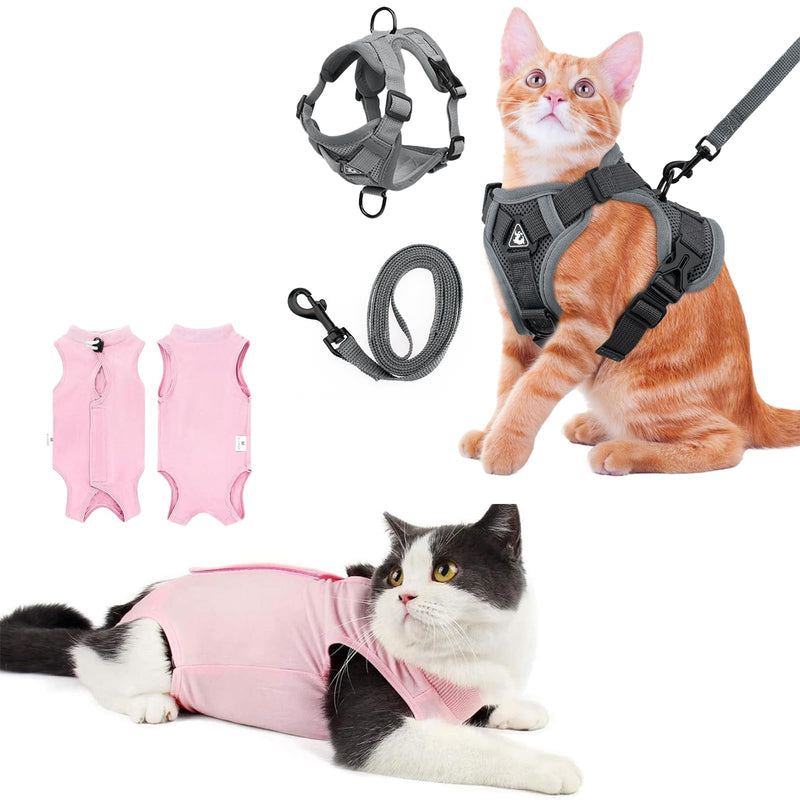 Cat Harness and Leash for Walking & Cat Recovery Suit for Abdominal Wounds or Skin Diseases - PawsPlanet Australia