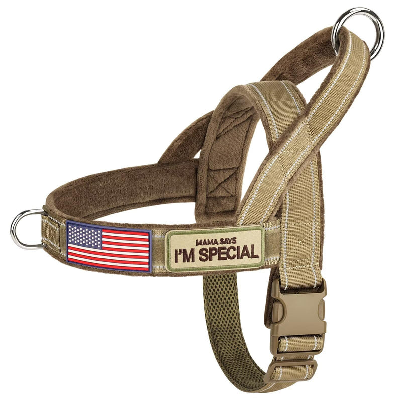 Forestpaw No Pull Dog Harness with Large Handle,Slip on Reflective Vest with Quick Release Buckle,Comfortable Flannel Lining for Medium Large Dogs Walking Training (Includes 3 Patches),Brown M M: Chest 22-28"(28-50lb) Brown - PawsPlanet Australia