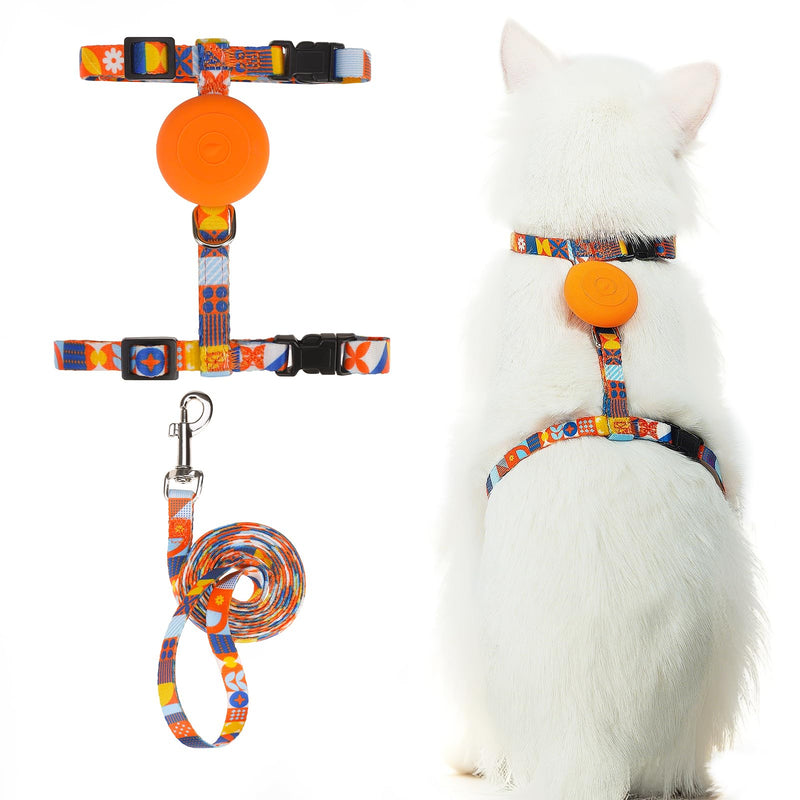 PUPTECK Adjustable Cat Harness and Leash Set Escape Proof Kitten Strap Collar for Walking Travel, Geometry Pattern - PawsPlanet Australia