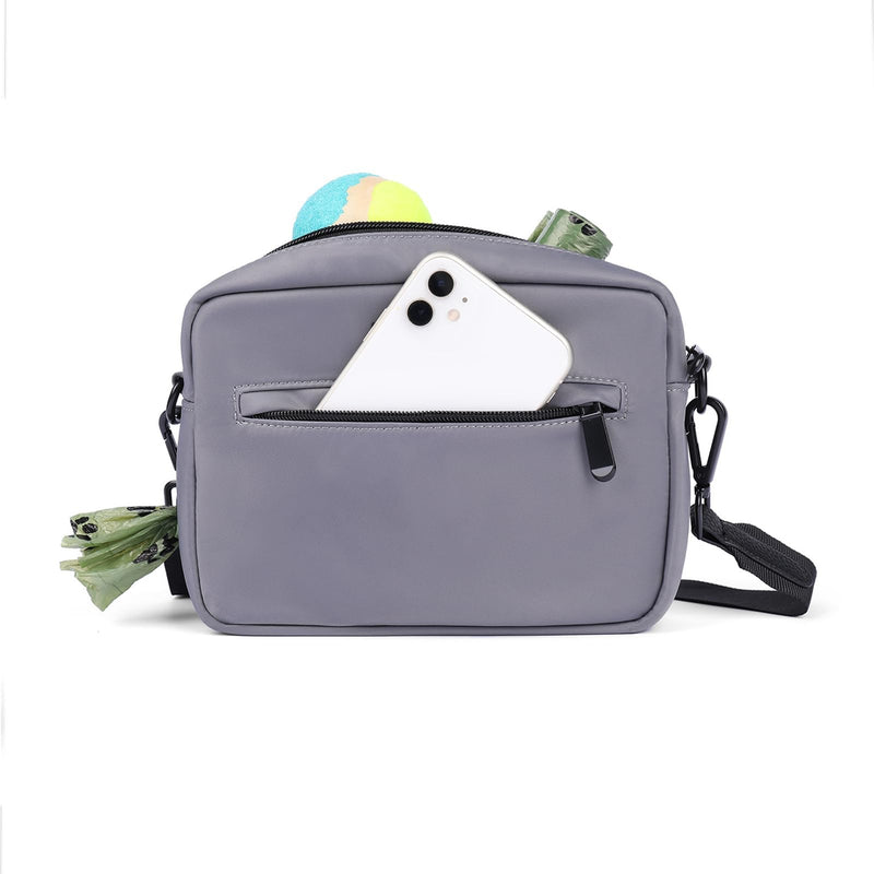 Dog Training Treat Pouch for Treats, Kibbles, Toys, Fanny Pack with Small Pouch, Cross-Body Bag Built in Poop Dispenser, Pet Food Carrier Bag Outdoor Travel Shoulder Bag (Light Gray) Light Gray - PawsPlanet Australia