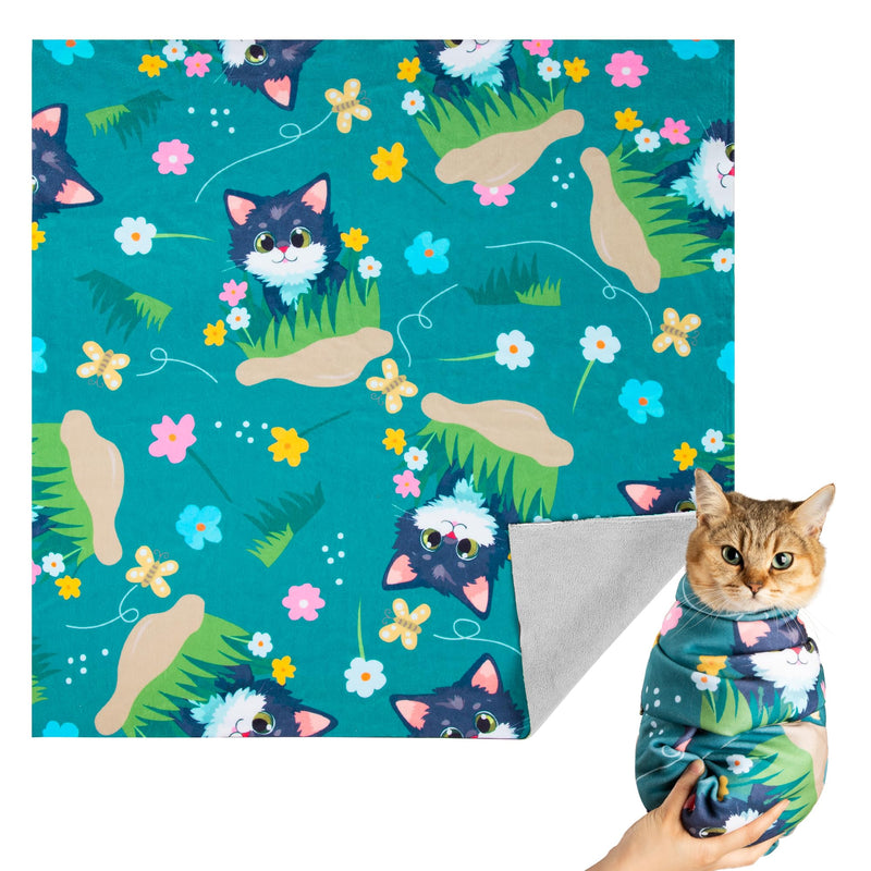 Cat Grooming Wrap, Cat Wrap for Cutting Nails, Self-Adherent Fabric Wrap for Cats, Cat Burrito Wrap Anti-Scratch, Anti-Escape, Multifunctional Swaddle Wrap Pet Tool 27.5×27.5" Large - PawsPlanet Australia