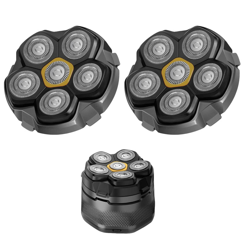 Magnetic 6 Blades Head Shaver Replacement Heads for Many 6D Magnetic Electric Razor,Newly Designed Magnetic 6D Blade Head Compatible with Head Shavers for Bald Men,2 Pack Travel Size.