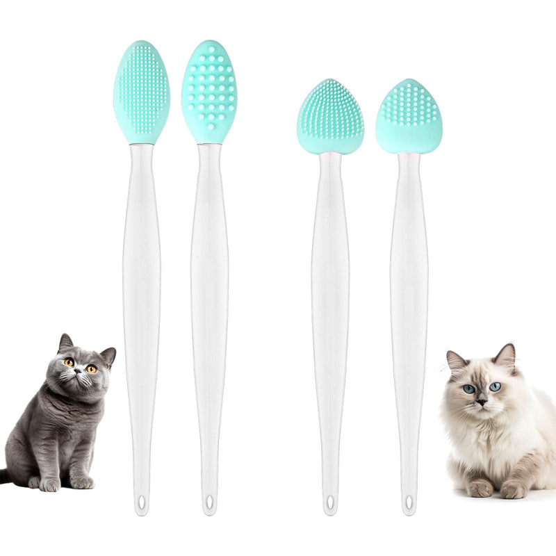 4pcs Cat Acne Brush Set, 2 Styles Double-Sided Scraper Silicone Soft Cat Brush Dual Sided Black Seed Exfoliating Cleaning Brushes for Pet Chin Acne and Blackhead - PawsPlanet Australia