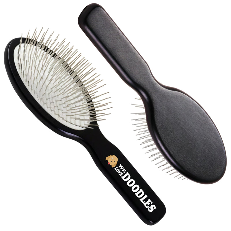 Pin Brush for Dogs, Pet Grooming Detangler Pin Dog Brush, Dog Brush for Shedding and Removing Loose Fur, Lightweight Beech Wood with Silver Plated Pins for Dogs with Long Hair [We Love Doodles] - PawsPlanet Australia