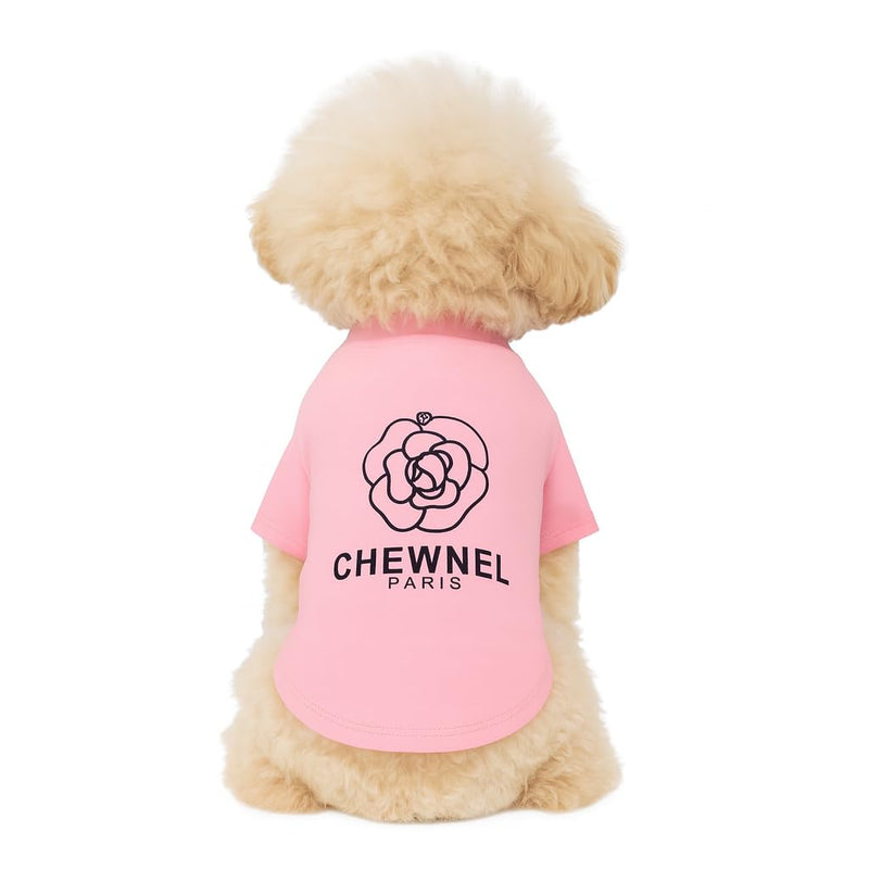 Luxury Designer Dog T Shirt – Cute Puppy Clothes for Small Dogs, Fashion Pet Tee Outfit for French Bulldogs & Chihuahuas, Everything Chic Dog Apparel ChewnelPink - PawsPlanet Australia