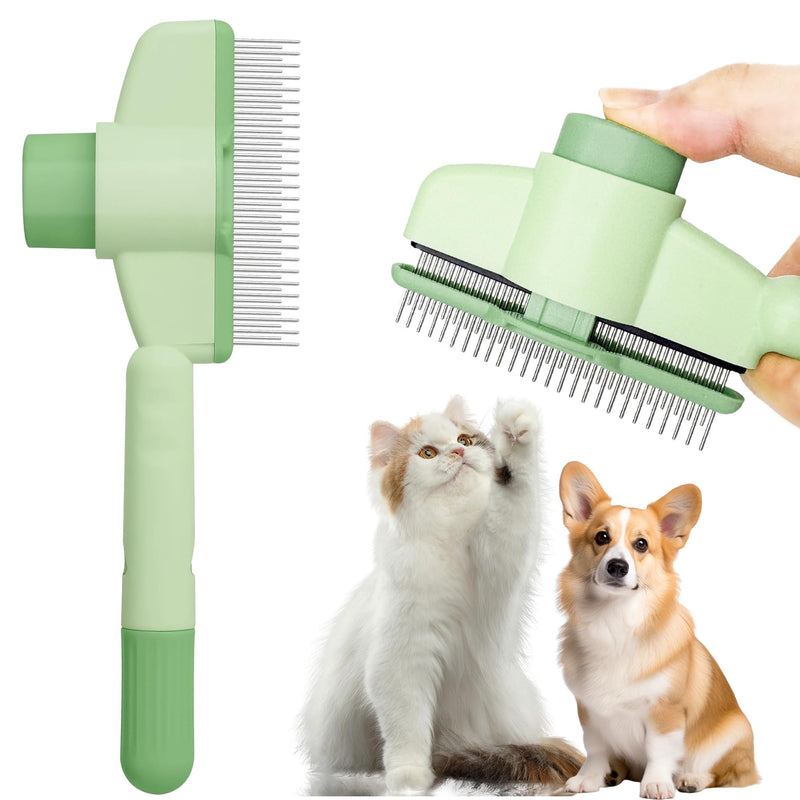 Cat Comb Dog Comb Pet Hair Removal Tool Flea for Cats and Dog Lice Cat Brush with Release Button Self-Cleaning with Long & Short Stainless Steel Metal Teeth for Shedding - PawsPlanet Australia