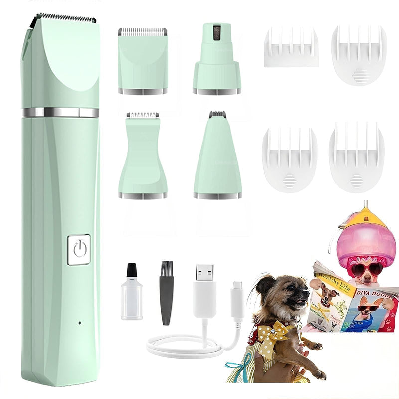 Dog Nail Trimmer Grinder Grooming Kit Paw Clippers Electric Thick Hair Shavers Professional Toenail Scissors Set 4 in 1 Cordless Drill Shedding Curved for Pet Cat Dog Puppy Feet Face at Home