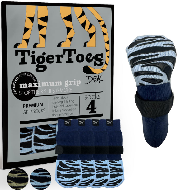 DOK TigerToes Premium Non-Slip Dog Socks for Hardwood Floors - Extra-Thick Grip that Works Even When Twisted - Prevents Licking, Slipping, and Great for Dog Paw Protection (Breezy Blue, XXL) Breezy Blue - PawsPlanet Australia