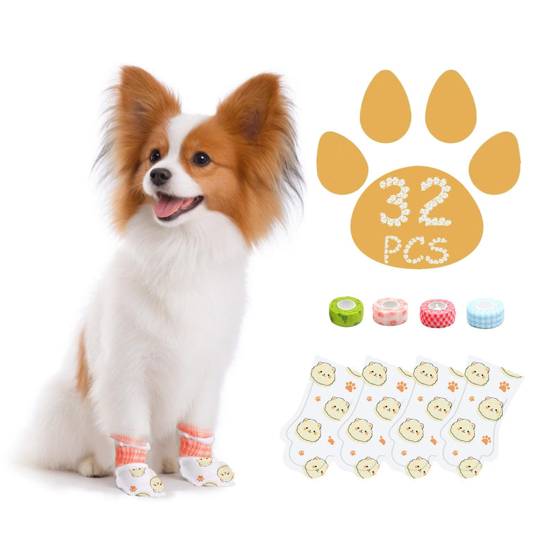 Disposable Dog Booties for Dog Cats,32Pcs Pet Booties Waterproof and Breathable with Adjustable Bandage,Paw Socks Protector for Small Medium Large Dogs(S,Paw Width:1.18~1.77in) Size S: Paw Width 1.18-1.77"