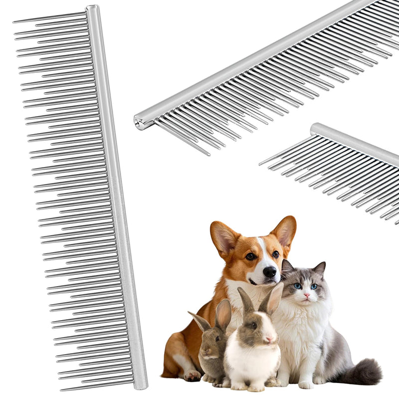 Professional 4.7 In Dual Tooth Pet Grooming Comb for Long-Haired Cats and Dogs, Metal Dematting Tool for Tangles, Knots, Undercoat and Excess Hair, Rounded Corners for Safe Deshedding and Detangling Small - PawsPlanet Australia